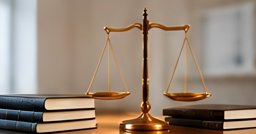 Balance de la justice et livres de droit